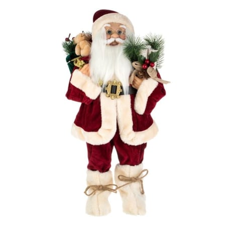 Figurine Mos Craciun - Figurina Decorativa Mos Craciun cu Sac Verde 60cm