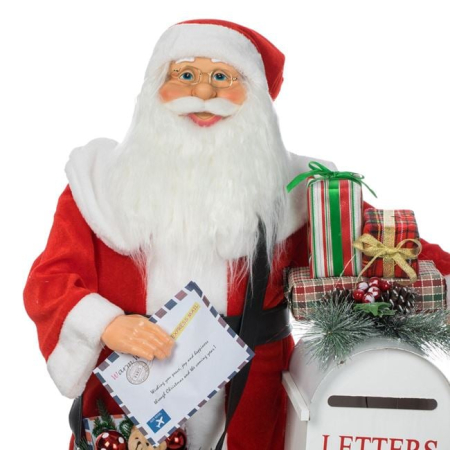 Figurina Decorativa Mos Craciun Postas cu Lumina & Muzica 100cm [3]