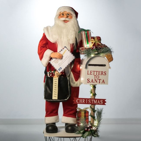Figurine Mos Craciun - Figurina Decorativa Mos Craciun Postas cu Lumina & Muzica 100cm