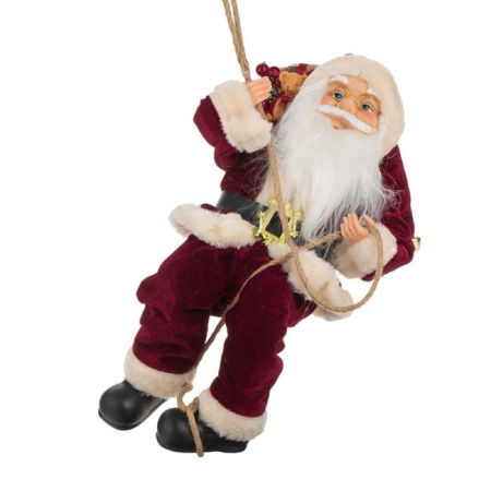 Ornamente Craciun - Figurina Decorativa Suspendabila Mos Craciun cu Sac 45cm