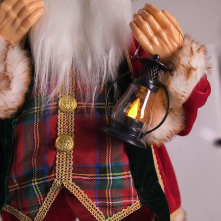 Figurina Mos Craciun cu Haina Rosie Felinar & Sac 80cm [3]