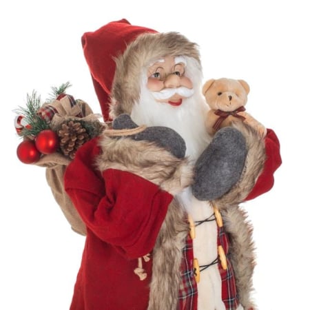 Figurina Mos Craciun cu Sac & Ursulet 120cm [3]