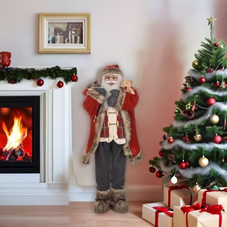 Figurina Mos Craciun cu Sac & Ursulet 120cm [1]