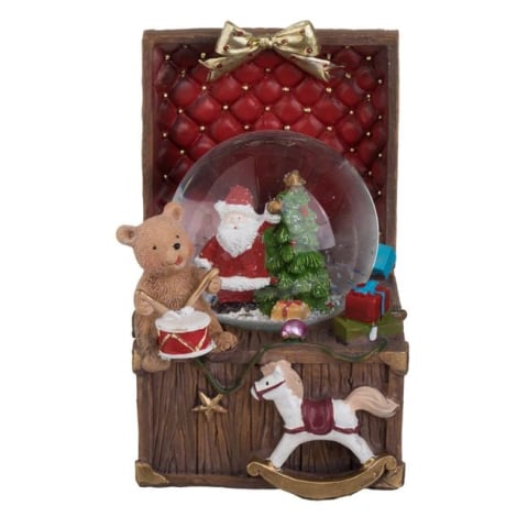 Ornamente Craciun - Glob de Zapada Decorativ de Craciun Muzical Cufar cu Mos Craciun & Jucarii 13.5cm