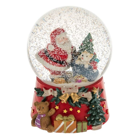 Glob de Zapada Decorativ Muzical de Craciun Mos Craciun Sac cu Cadou 14cm [1]