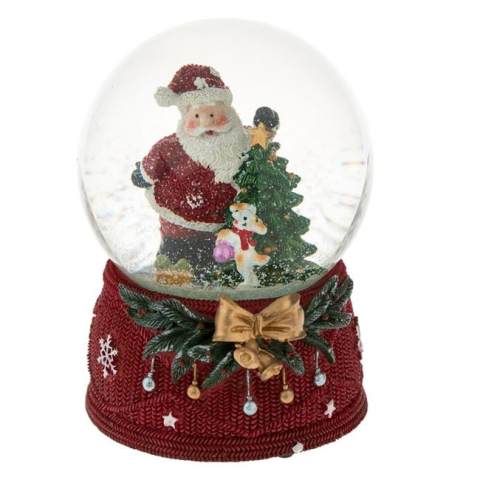 Ornamente Craciun - Glob de Zapada Decorativ Muzical Figurina Mos Craciun 15cm