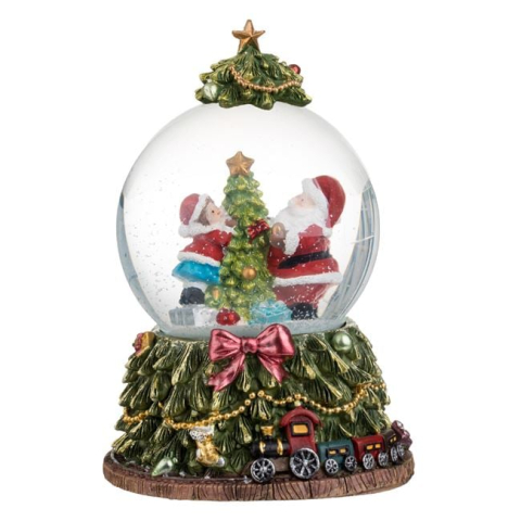 Ornamente Craciun - Glob de Zapada Muzical de Craciun Brad Mos Craciun Copii & LED 18.50cm