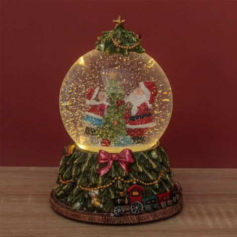 Glob de Zapada Muzical de Craciun Brad Mos Craciun Copii & LED 18.50cm [1]