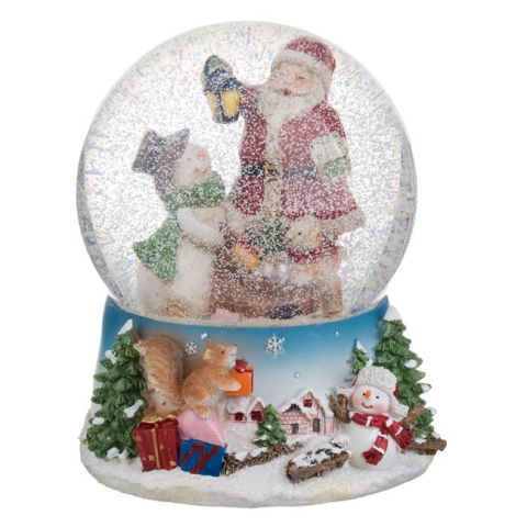 Glob de Zapada Muzical de Craciun Brad Mos Craciun & LED 20cm [2]