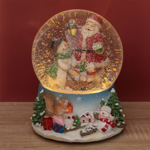 Glob de Zapada Muzical de Craciun Brad Mos Craciun & LED 20cm [1]