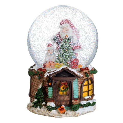 Glob de Zapada Muzical de Craciun Casa Mos Craciun Copil 15cm [1]