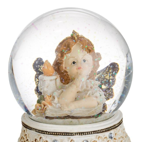 Glob de Zapada Muzical Decorativ de Craciun Ingeras Vintage cu Aripi & Carte 17cm [1]