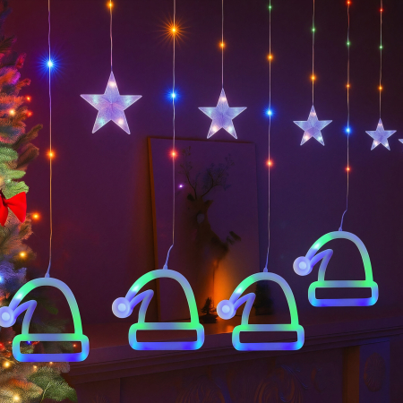 Instalatii Led - Instalație de Crăciun 4.30m Tip Perdea cu Lumini LED Multicolore