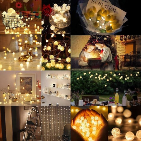 Instalatie de Lumini cu 100 de Becuri LED Rotunde Extensibila de Interior & Exterior 4.95m - Alba Calda [1]