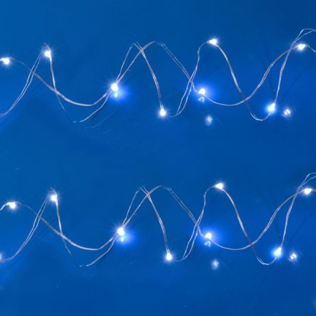 Instalatii Led - Instalatie de Lumini cu 20 Becuri LED Argintie cu Baterii 2.3m - Alb Rece