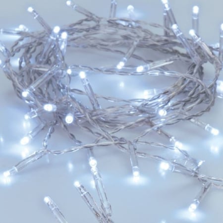 Articole de Craciun - Instalatie de Lumini cu 20 Becuri LED cu Baterii si Program 2.20m - Alb Rece