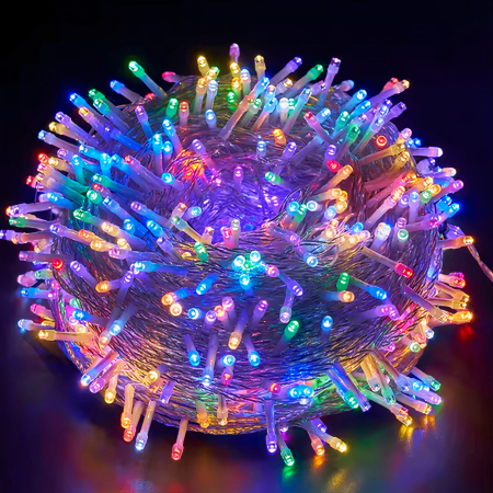 Instalatii Liniare Tip Rola - Instalație LED 10m cu 140 MicroLED-uri, Fir Transparent, Lumină Multicoloră de Crăciun