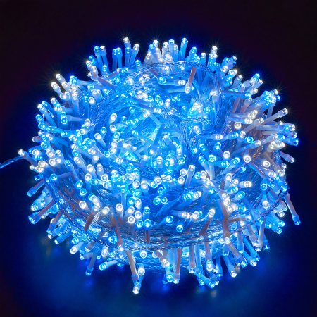 Instalatii Led - Instalație LED 7m cu 140 MicroLED-uri, Fir Transparent, Lumină Albastră de Crăciun