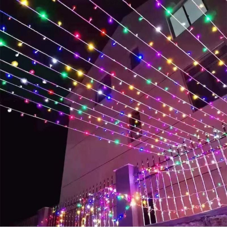 Instalație Liniară de Crăciun 16m cu 300 LED-uri Multicolore, Fir Transparent  [1]