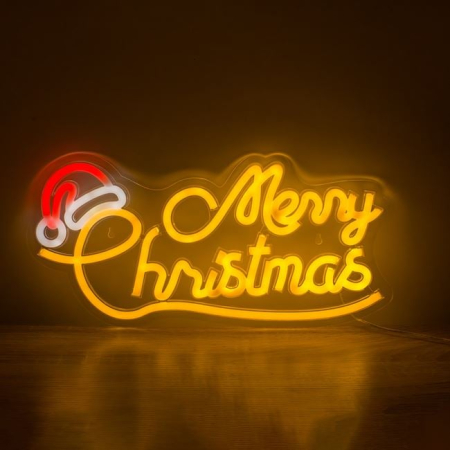 Ornamente Craciun - Lampa de Craciun "Merry Christmas" LED Neon 42.7x21cm