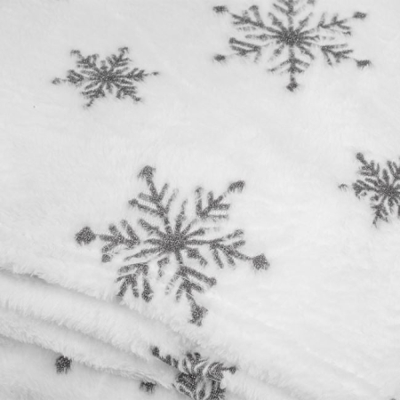 Patura Decorativa de Craciun Catifelata Alba Gri Glitter Fulgi 160x130cm [1]
