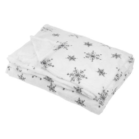 Patura Decorativa de Craciun Catifelata Alba Gri Glitter Fulgi 160x130cm [2]