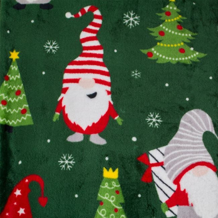 Patura Decorativa de Craciun Catifelata Verde cu Figurine de Gnome 200x200cm [2]
