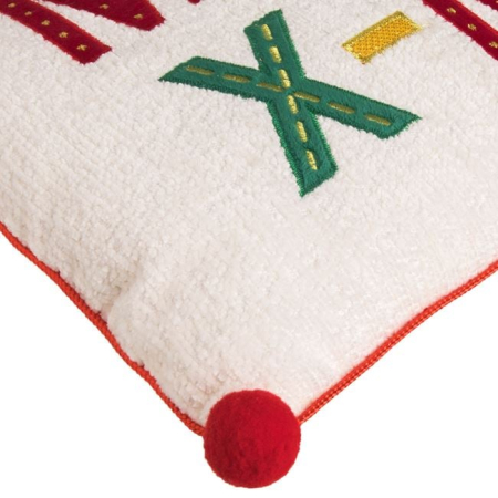 Perna Decorativa de Craciun Alba cu Mesaj Brodat "Merry X-Mas" 43x27cm [3]
