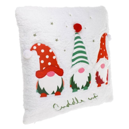 Perna Decorativa de Craciun Alba Sherpa Figurine Gnome pentru Canapea 40x40cm [3]