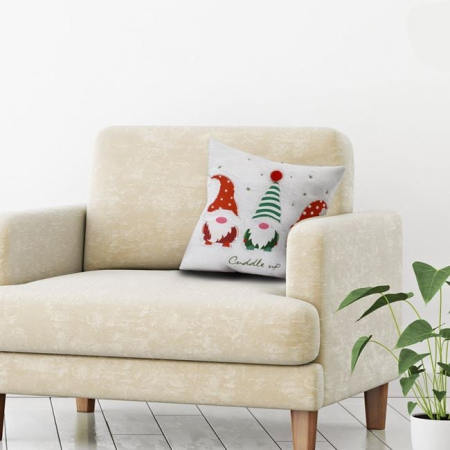 Perna Decorativa de Craciun Alba Sherpa Figurine Gnome pentru Canapea 40x40cm [1]
