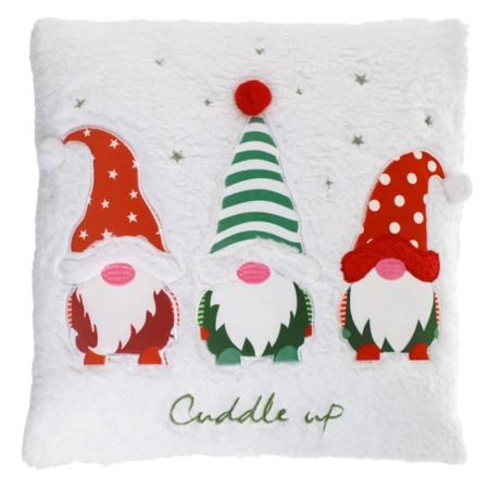 Perne de craciun - Perna Decorativa de Craciun Alba Sherpa Figurine Gnome pentru Canapea 40x40cm