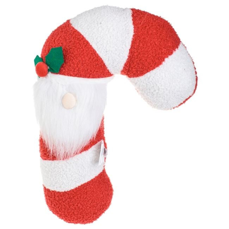 Perne de craciun - Perna Decorativa de Craciun Candy Acadea Baston cu Figurina Mos Craciun 31x10x43cm