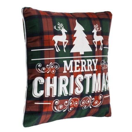 Perne de craciun - Perna Decorativa de Craciun Carouri Rosii Verzi cu Imprimeu pentru Canapea 45x45cm