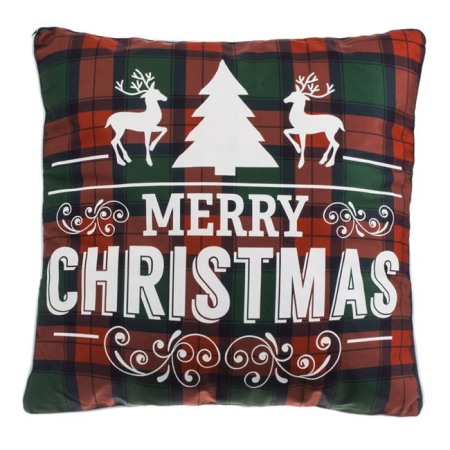 Perna Decorativa de Craciun Carouri Rosii Verzi cu Imprimeu pentru Canapea 45x45cm [2]