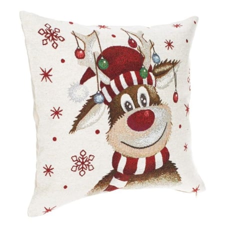 Perne de craciun - Perna Decorativă de Crăciun Cerb cu Lurex Argintiu 40x40cm