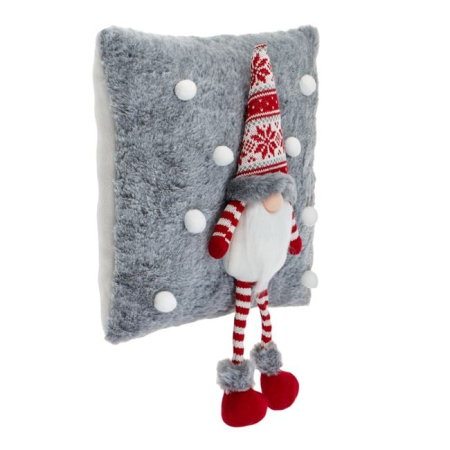 Perna Decorativa de Craciun Gri cu Figurina Gnome 3D 35x50cm [1]