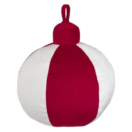 Perne de craciun - Perna Decorativa de Craciun in Forma de Glob Rosu Alb Ø26x33cm