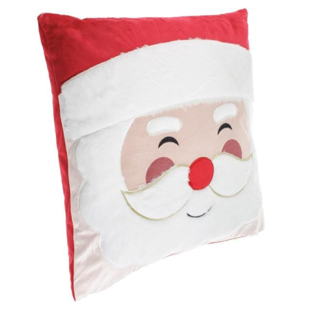Perne de craciun - Perna Decorativa de Craciun Rosie Catifelata Mos Craciun pentru Canapea 40x40cm