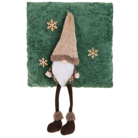 Perna Decorativa de Craciun Verde Ciel cu Figurina Gnome 3D 35x35cm [2]