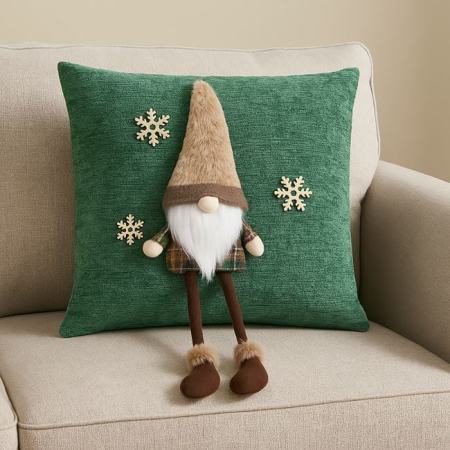 Perna Decorativa de Craciun Verde Ciel cu Figurina Gnome 3D 35x35cm [1]
