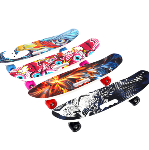 Jucarii pentru Copii - Placă Skateboard cu Roţi Iluminate, Silicon şi Cadru de Aluminiu – 60 cm
