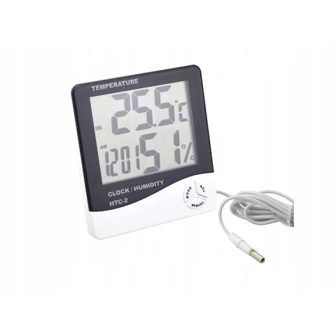 „Termohigrometru digital cu sondă – afișaj LCD temperatură și umiditate [1]