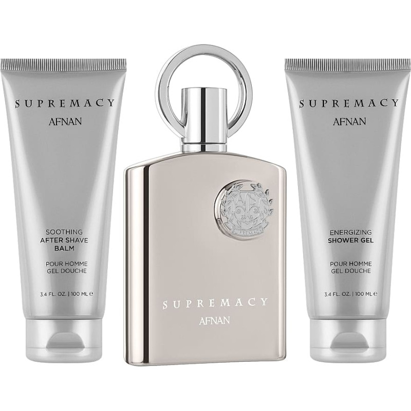 Afnan Supremacy Silver Set Cadou (Apa de Parfum 100 ml + Gel de dus 100 ml + Lotine balsam dupa ras 100 ml) Barbati - Eterna Beauty [3]