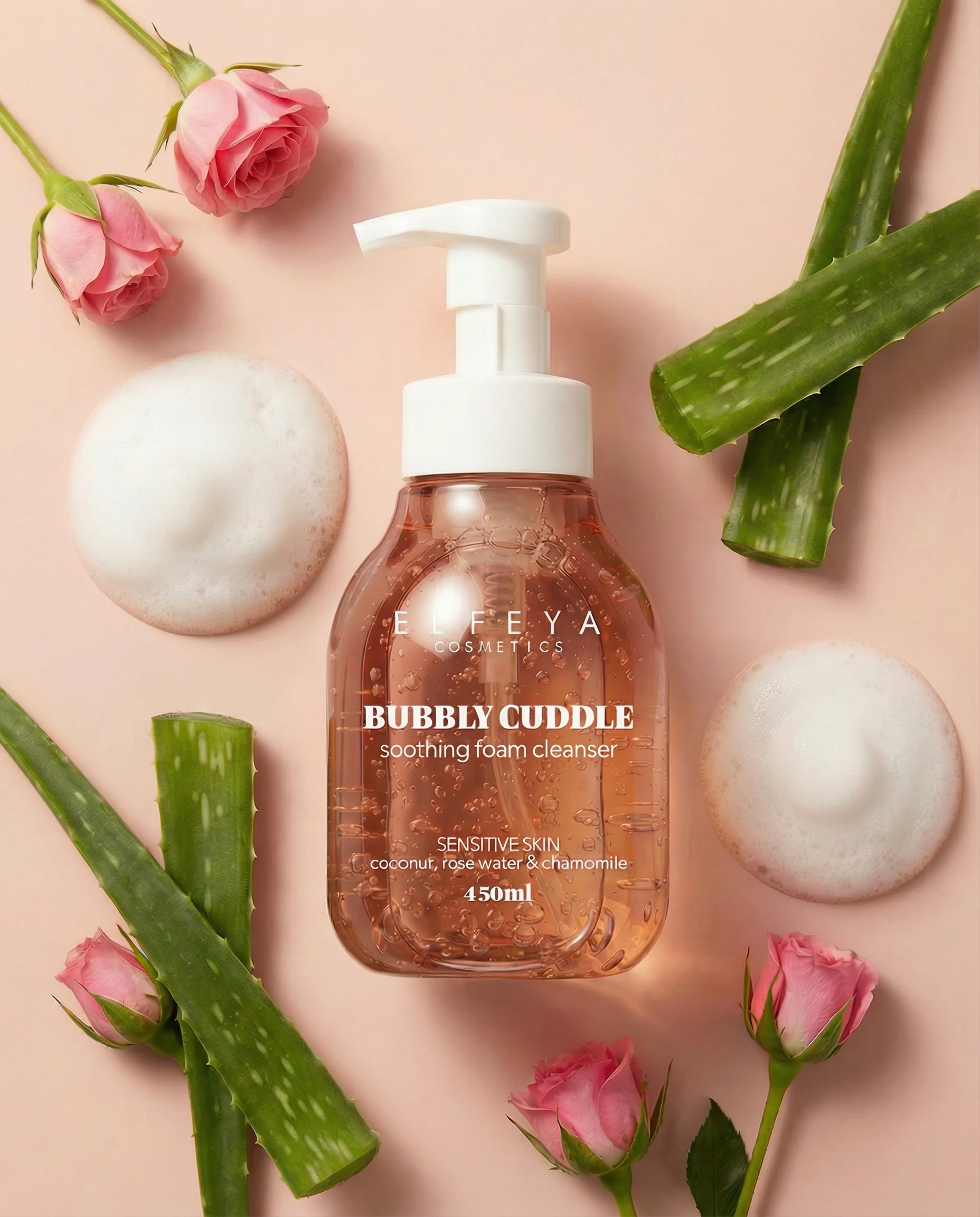 Elfeya Cosmetics Bubbly Cuddle Mousse Cleanser cu prebiotice și mușețel - spumă de curățare, 450 ml - imagine principală [3]