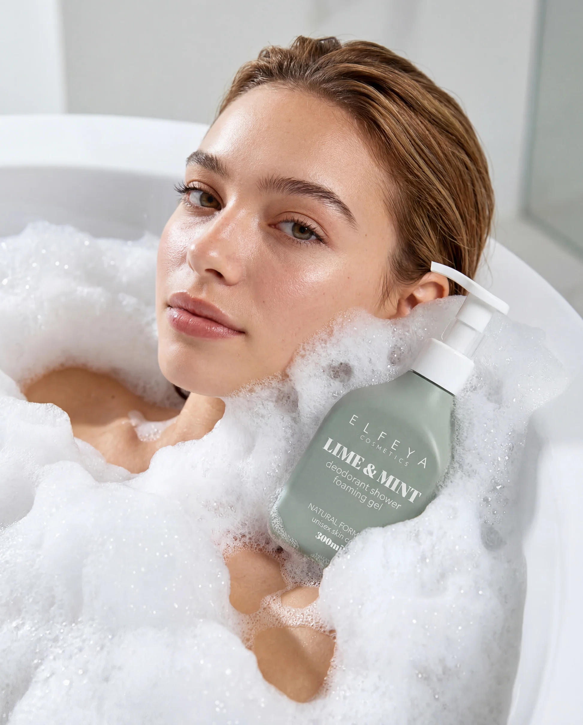 Elfeya Cosmetics Lime & Mint Deodorizing Shower Gel cu Aloe Vera - gel de duș revigorant, 300 ml - imagine principală [3]