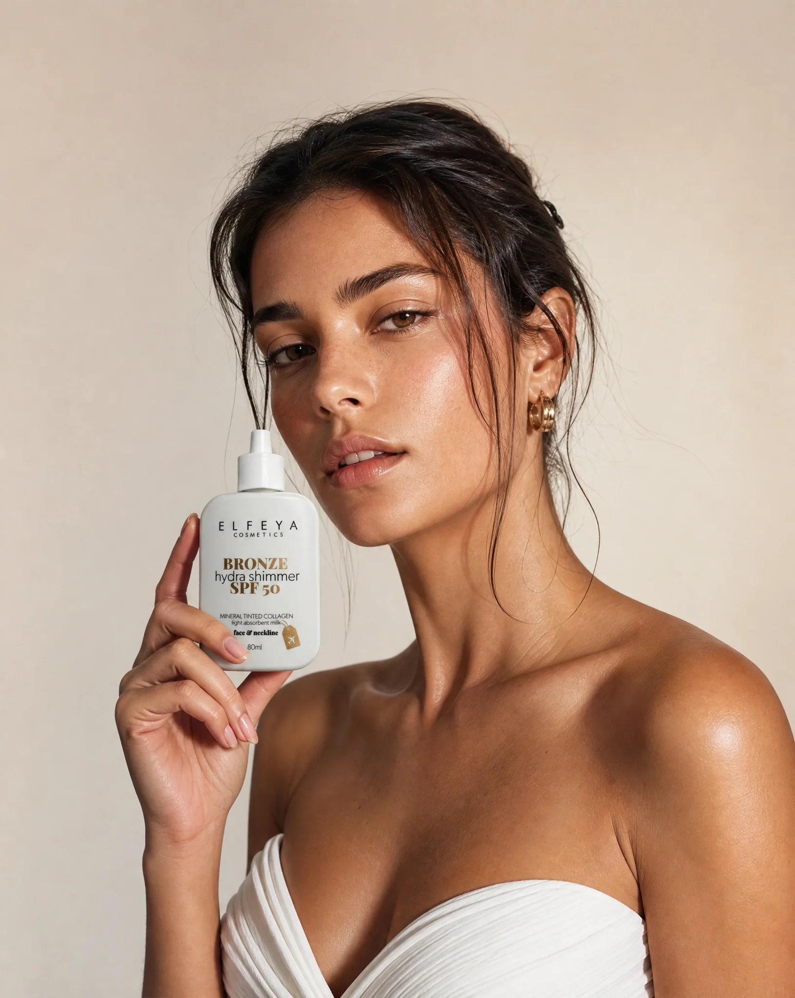 Elfeya Cosmetics SPF 50 UVA/B Mineral Bronze Face & Neck Care - protecție solară minerală pentru față și gât, 80 ml - imagine principală [5]
