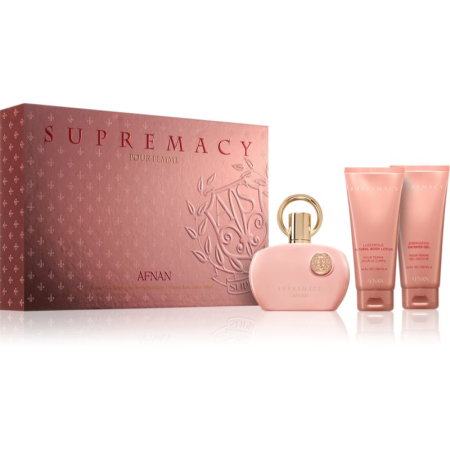 Floral - Afnan Supremacy Pink Set Cadou: Apa de Parfum 100ml + Gel de dus 100ml + Lotiune de corp 100 ml Femei | Eterna Beauty