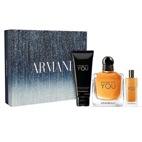 Seturi de Barbati - Armani Stronger With You - Set Cadou (Apa de toaleta 100 ml + Gel de dus 75 ml + Apa de toaleta 15 ml) Barbati - Eterna Beauty