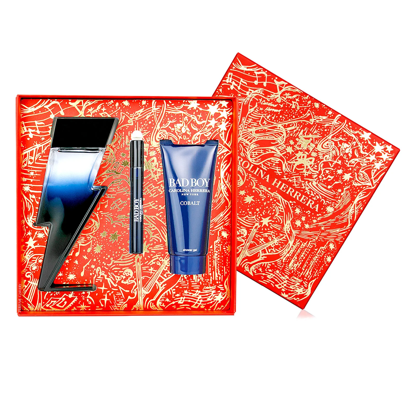 Condimentat - Carolina Herrera Bad Boy Cobalt Set Cadou: Apa de Parfum 100 ml + Gel de dus 100 ml + Apa de Parfum 10 ml Barbati | Eterna Beauty
