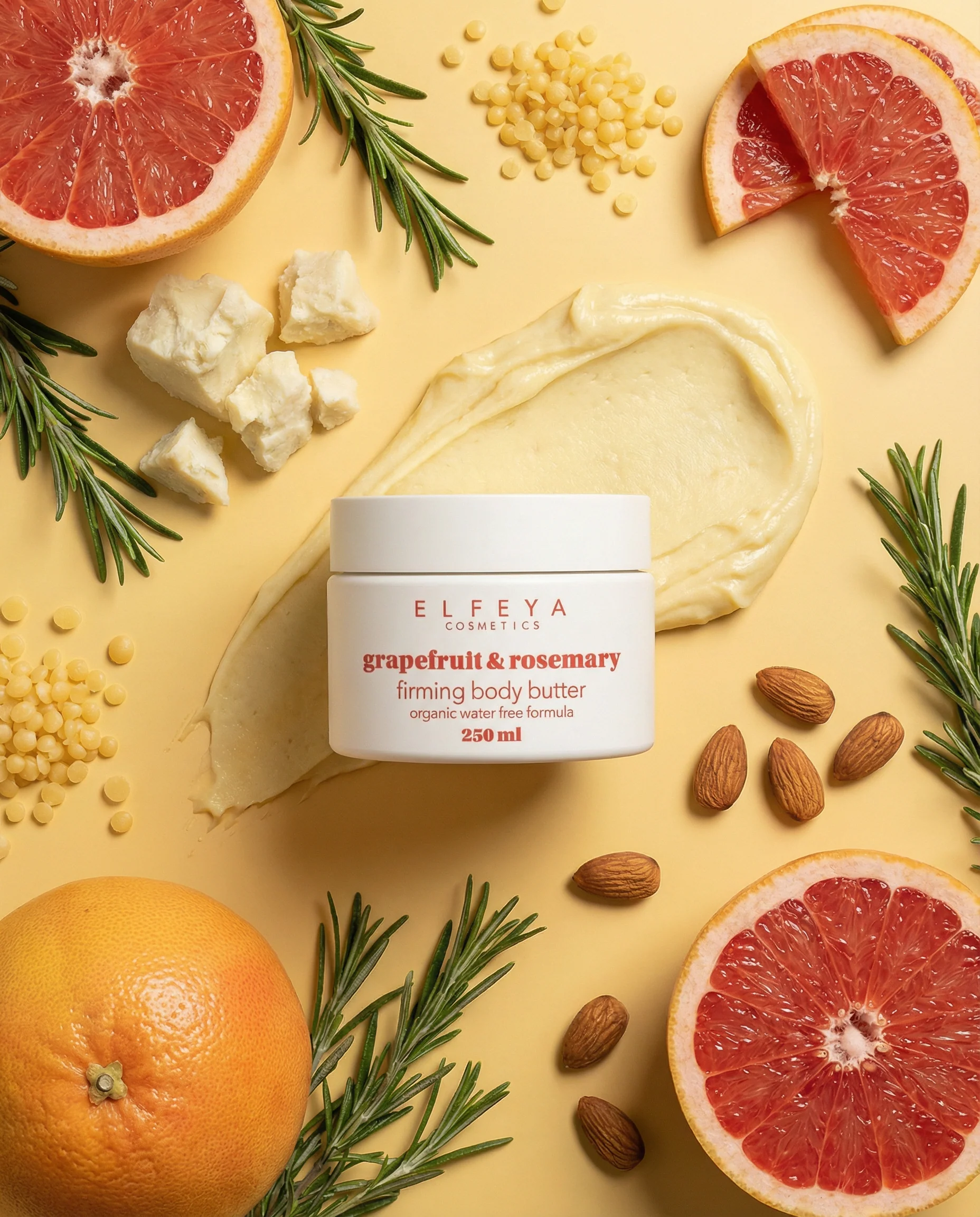 Elfeya Cosmetics Grapefruit & Rosemary Firming Body Butter - unt de corp tonifiant, 250 ml - imagine principală [1]